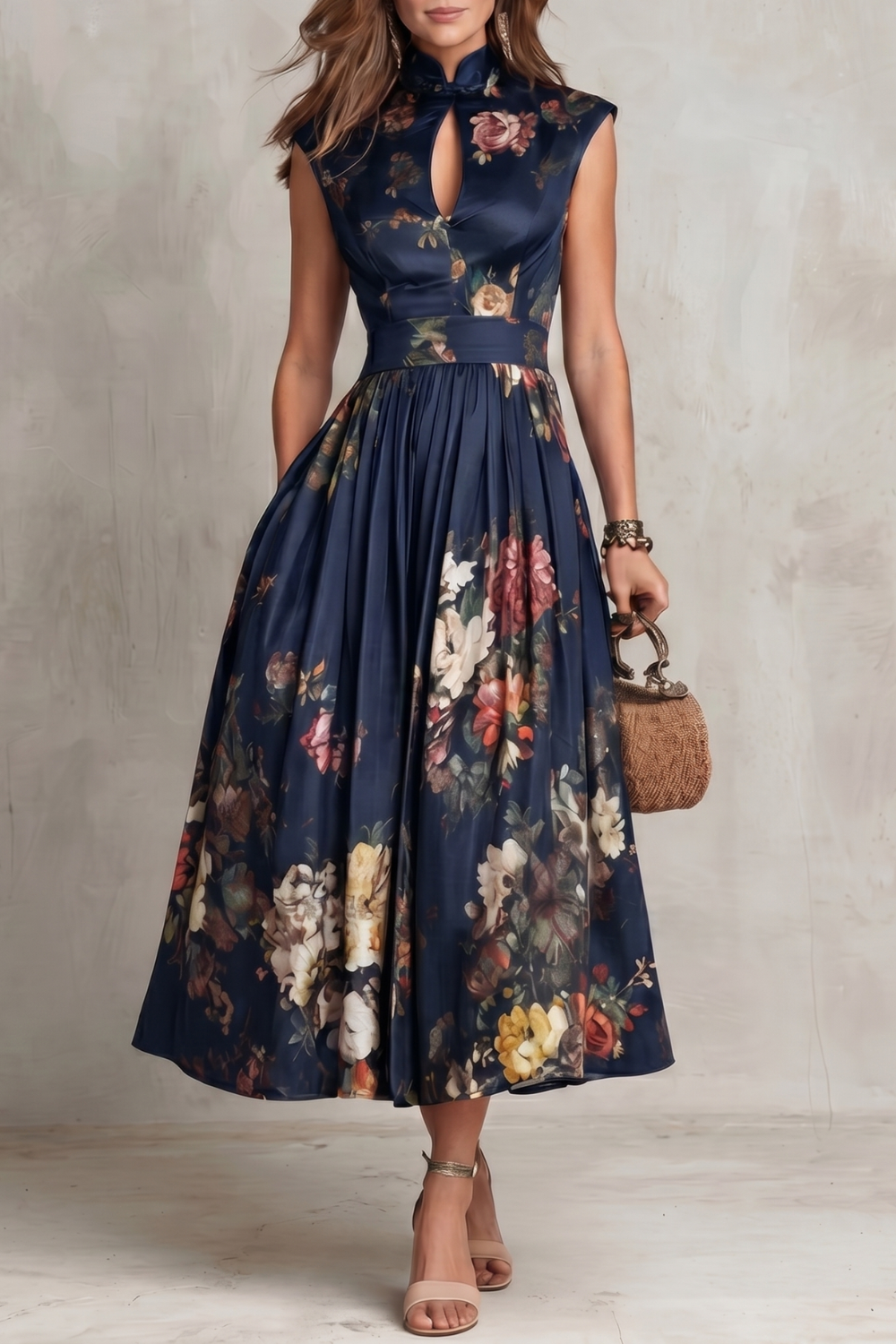 Noirelle | Women's Sleeveless Floral Midi Dress