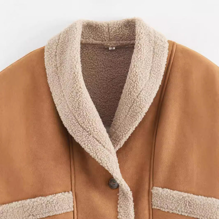 Women's Cropped Jacket with Buttons and Pockets