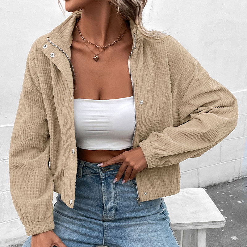 Women's Cropped Long Sleeve Jacket with Pockets