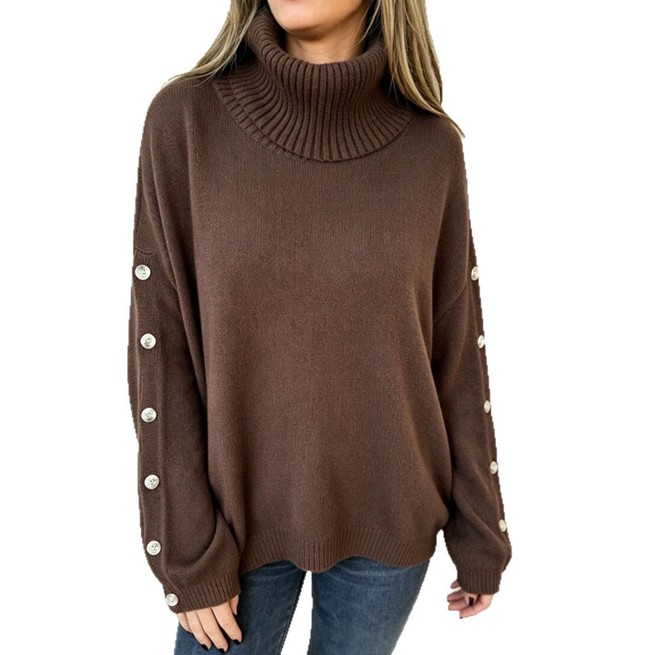 Mara | Women's Oversized Long Sleeve Turtleneck Sweater with Buttons
