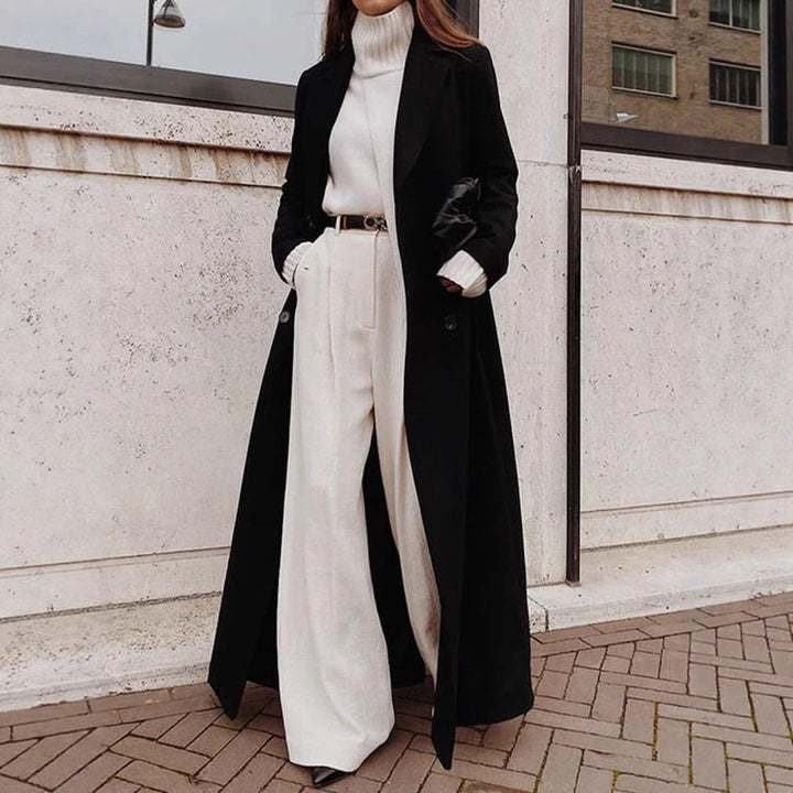 Women's Longline Long Sleeve Coat with Pockets
