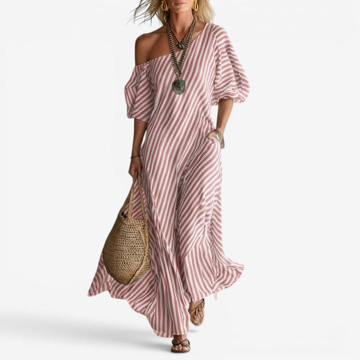 Inoni | Women's Off-Shoulder Striped Maxi Dress