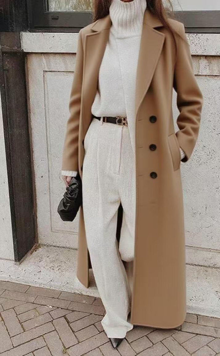 Women's Longline Long Sleeve Coat with Pockets