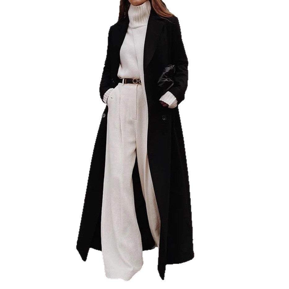 Women's Longline Long Sleeve Coat with Pockets
