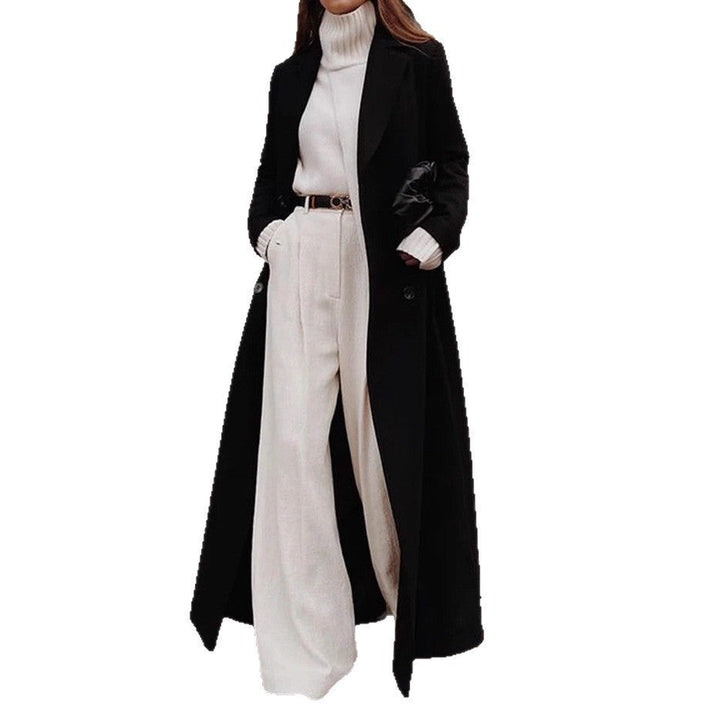 Women's Longline Long Sleeve Coat with Pockets