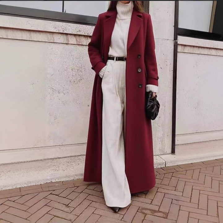 Women's Longline Long Sleeve Coat with Pockets