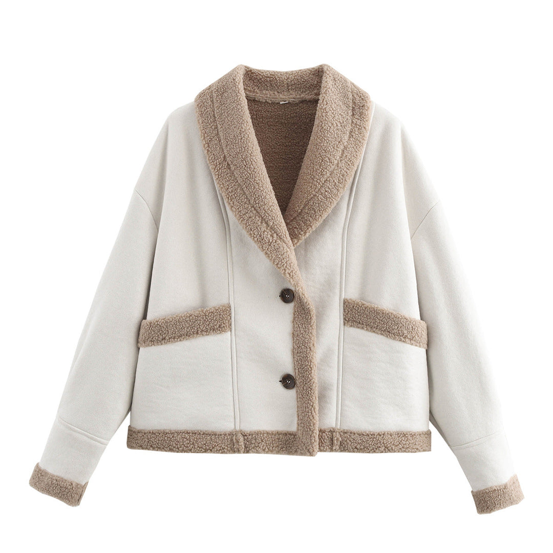 Women's Cropped Jacket with Buttons and Pockets