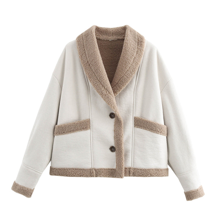 Women's Cropped Jacket with Buttons and Pockets