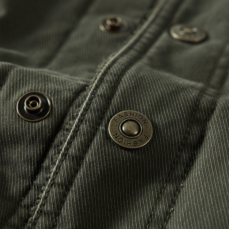 Men's Long Sleeve Jacket with Buttons and Pockets