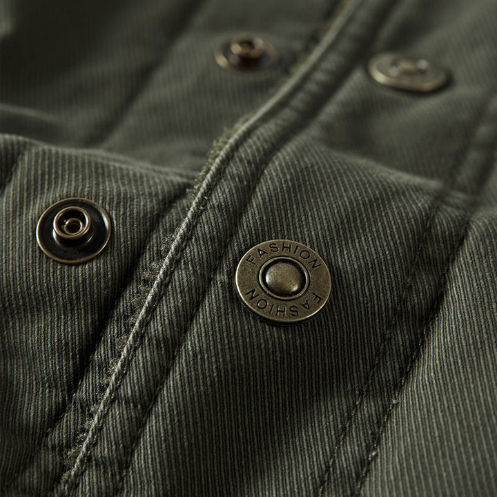 Men's Long Sleeve Jacket with Buttons and Pockets