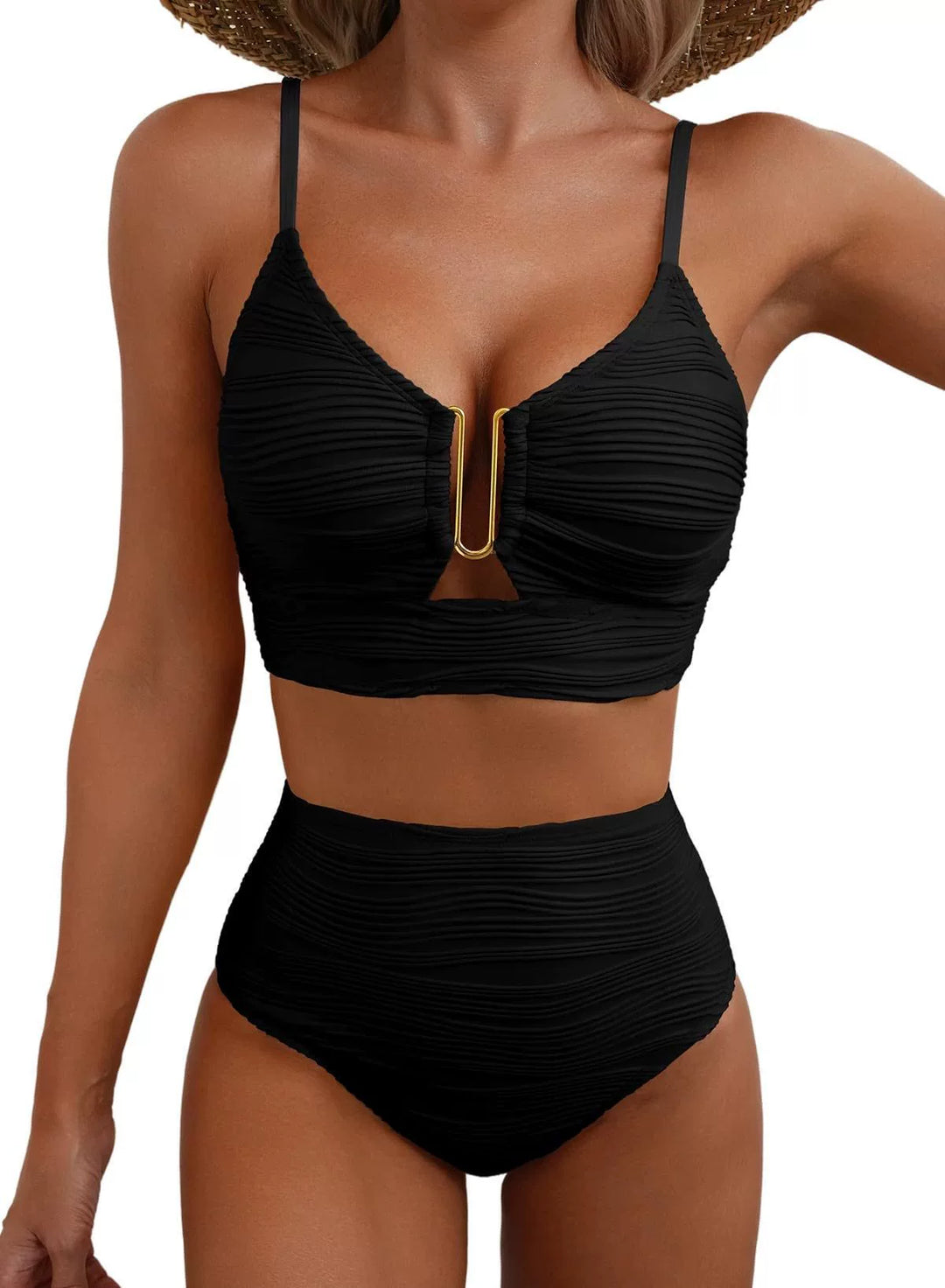 Siren | Bikini de Alta Cintura con Detalle U-Link dorado
