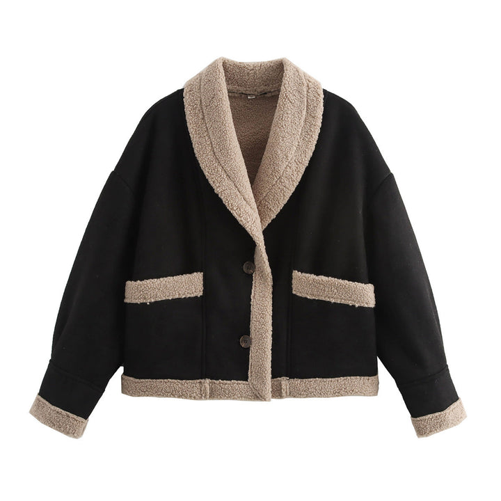 Women's Cropped Jacket with Buttons and Pockets
