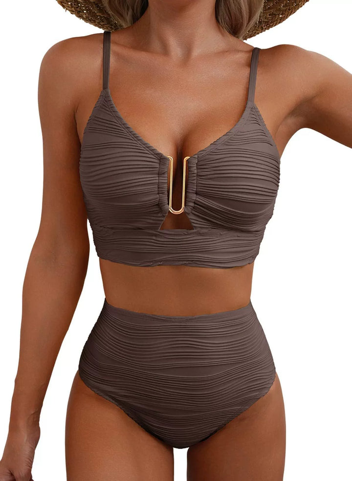 Siren | Bikini de Alta Cintura con Detalle U-Link dorado