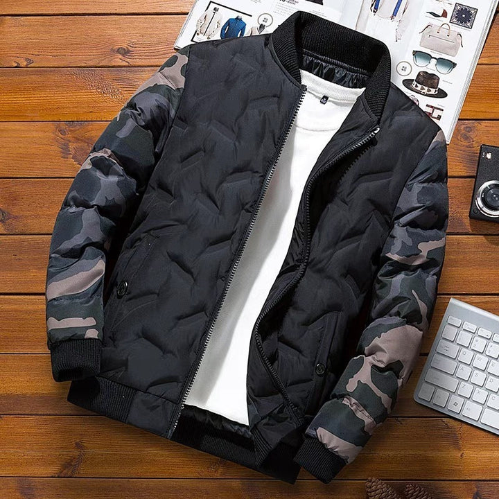 Men's Long Sleeve Bomber Jacket with Pockets