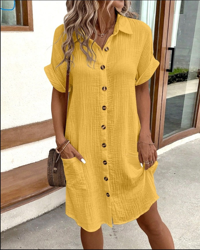 Melissa | Women's Relaxed Short Sleeve Knee-Length Comfortable Summer Dress with Pockets