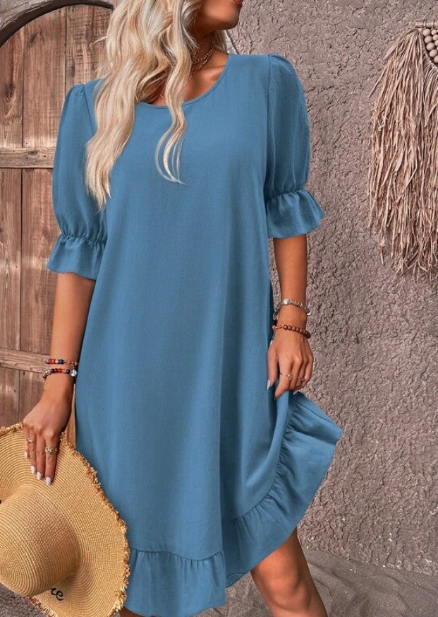 Isolde | Women's Retro Charm Half Sleeve Midi Dress