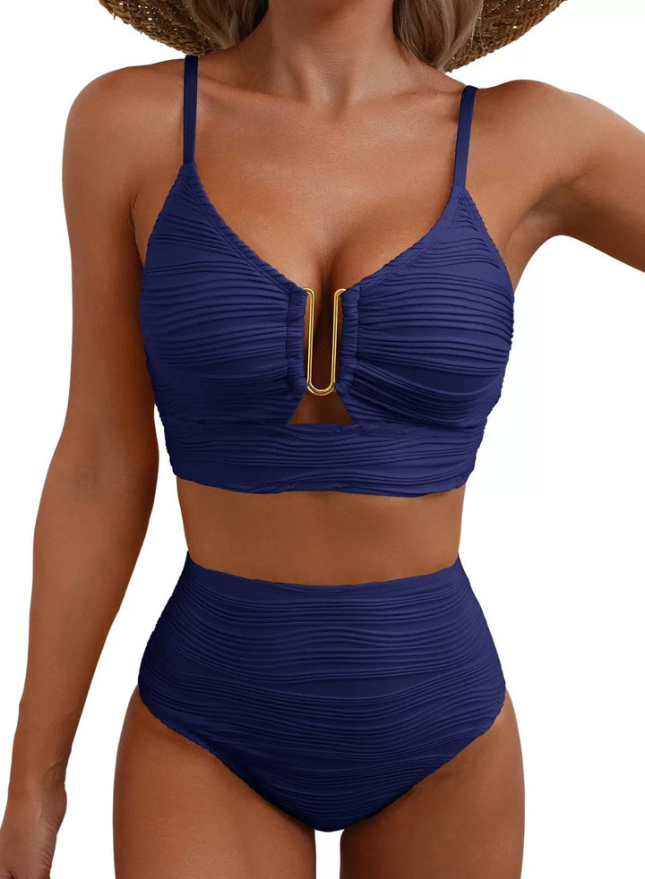 Siren | Bikini de Alta Cintura con Detalle U-Link dorado