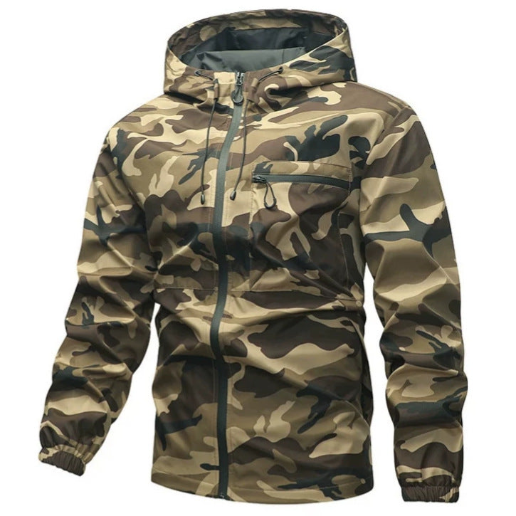 Men's Camouflage Jacket with Hood and Pockets