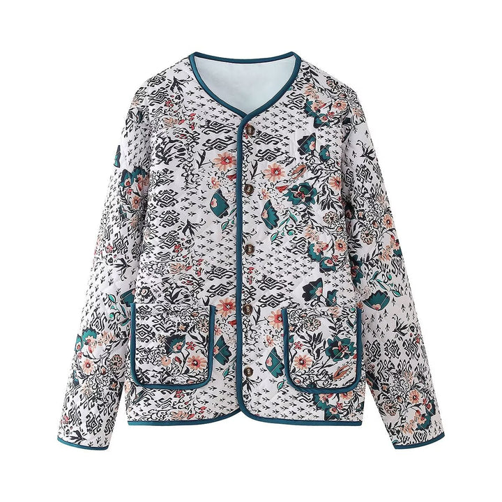 Women's Long Sleeve Round Neck Jacket with Pockets