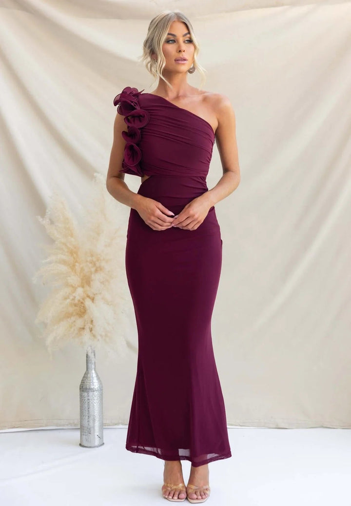 Women's One-Shoulder Maxi Dress with Ruffle