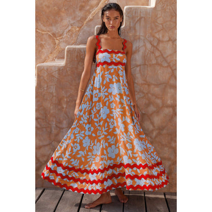 Wrenley - Boho Slash Neck Maxi Dress