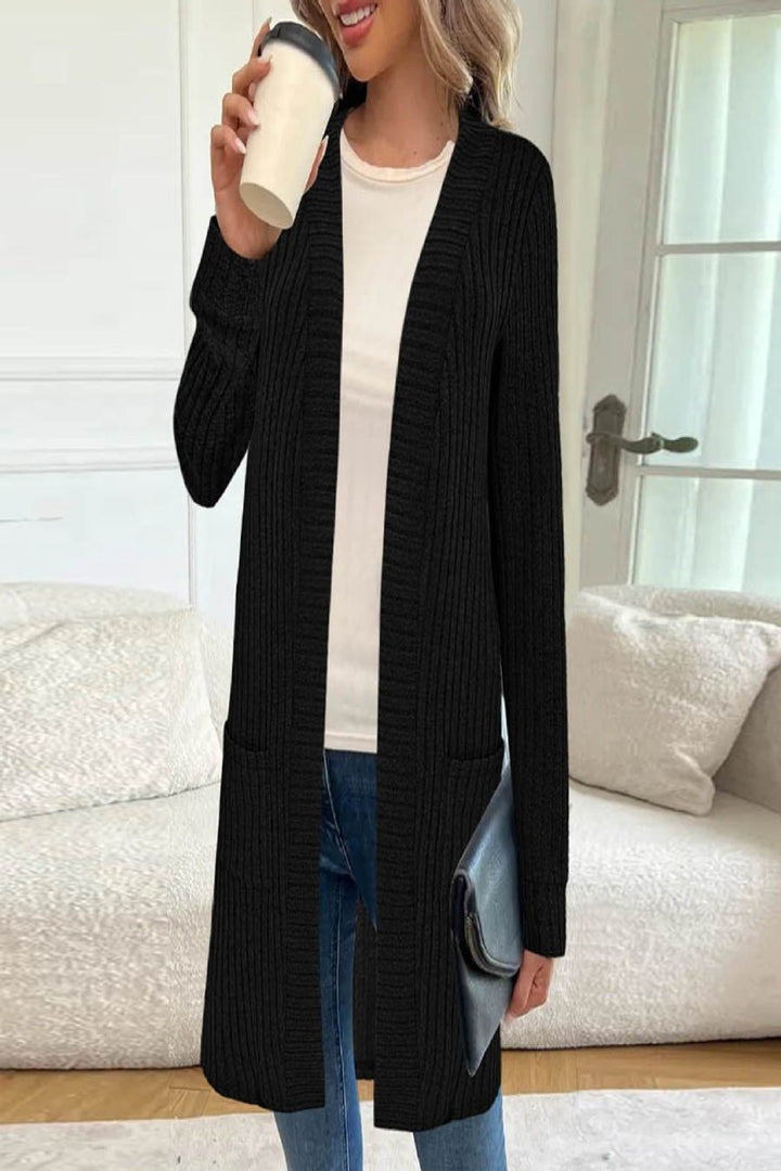 Women's Longline Long Sleeve Cardigan with Pockets
