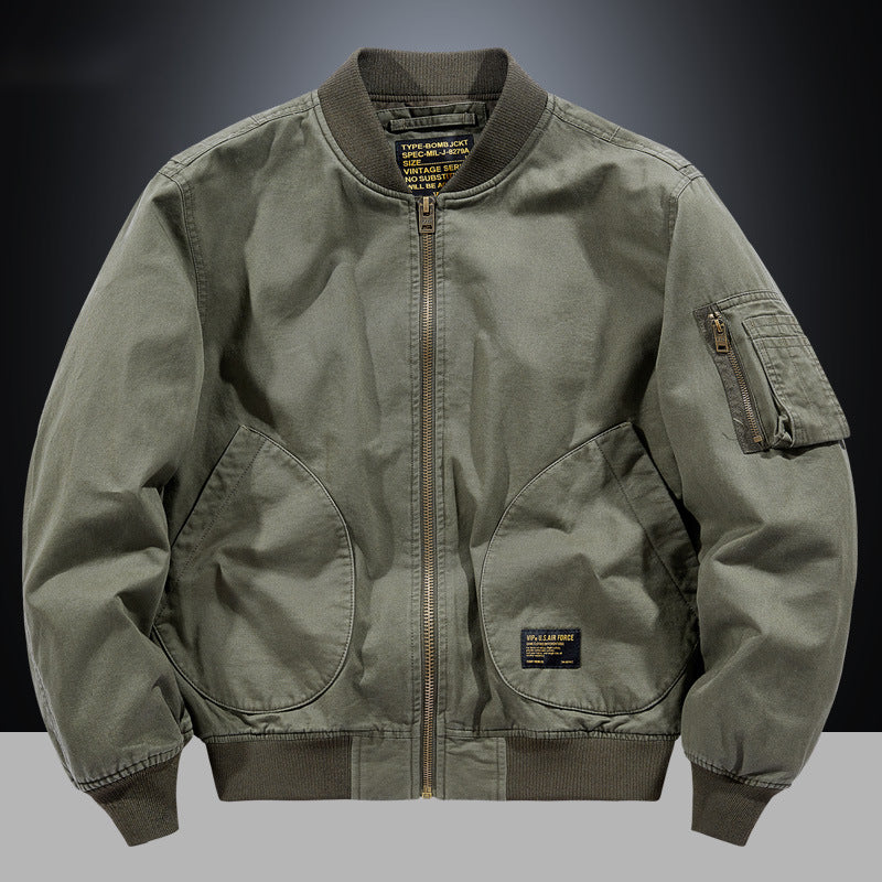 Men's Long Sleeve Bomber Jacket with Pockets