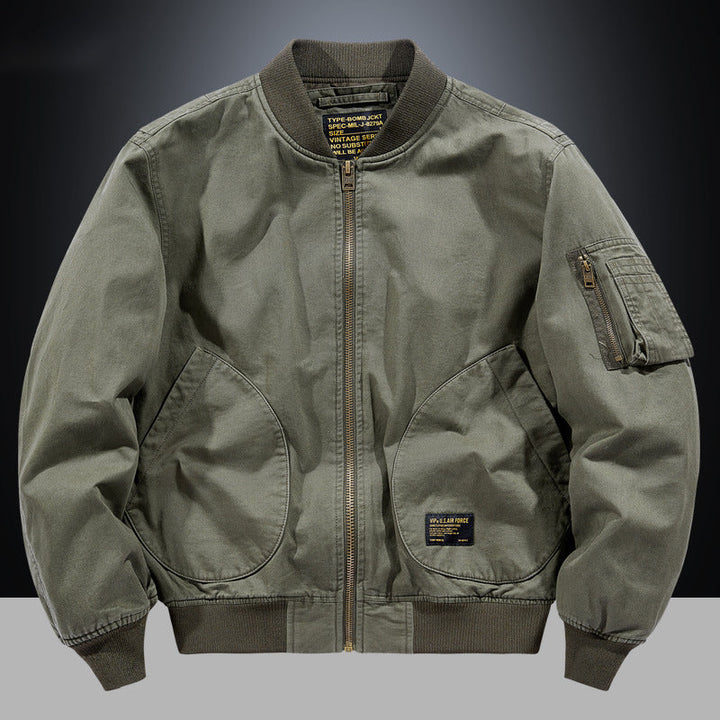 Men's Long Sleeve Bomber Jacket with Pockets
