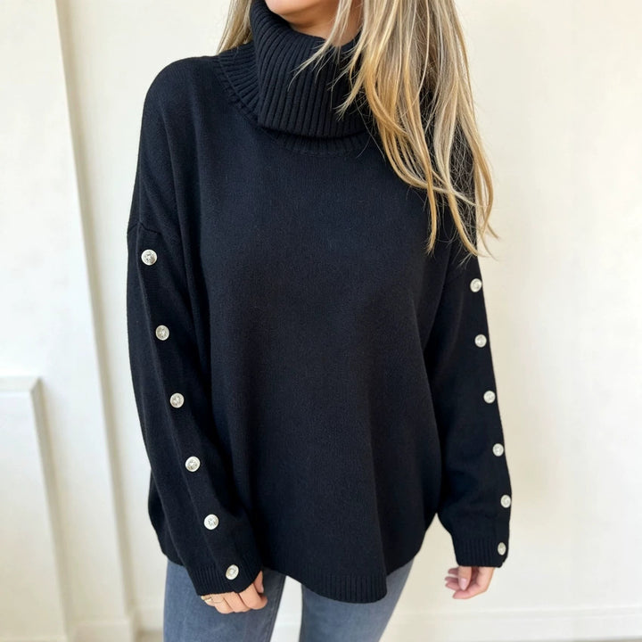 Mara | Women's Oversized Long Sleeve Turtleneck Sweater with Buttons