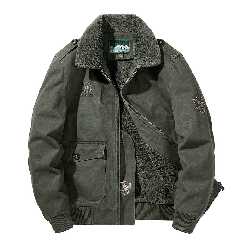 Men's Long Sleeve Jacket with Buttons and Pockets