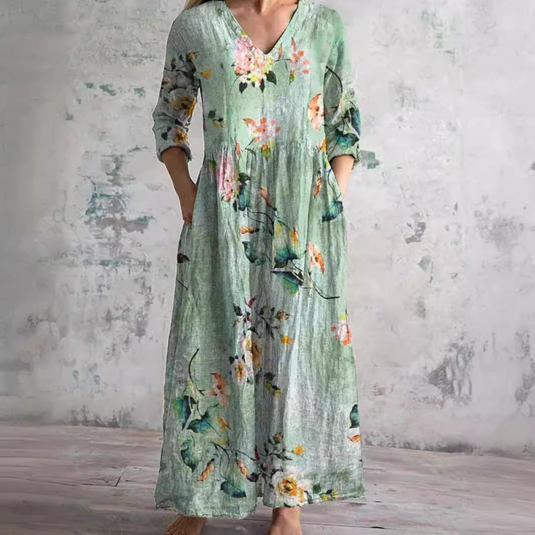 Ivory | Women's Relaxed Floral Whimsy Boho Maxi Dress