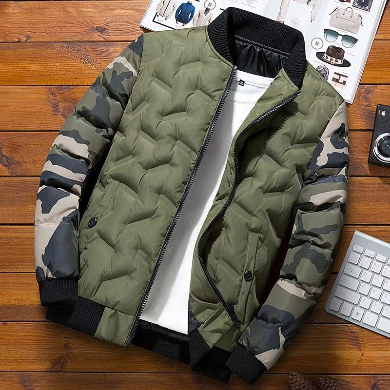 Men's Long Sleeve Bomber Jacket with Pockets