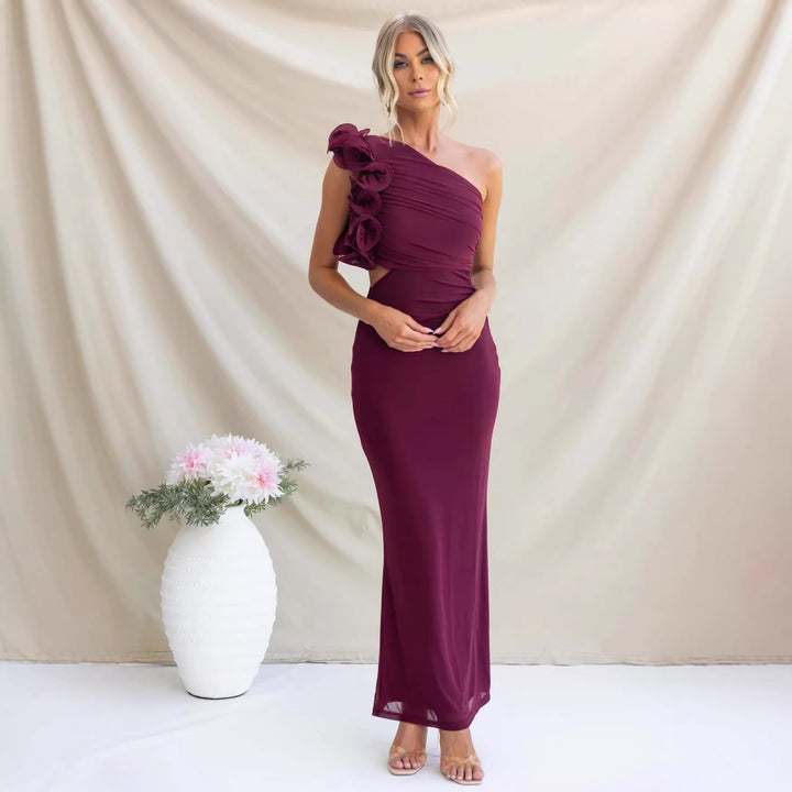 Women's One-Shoulder Maxi Dress with Ruffle