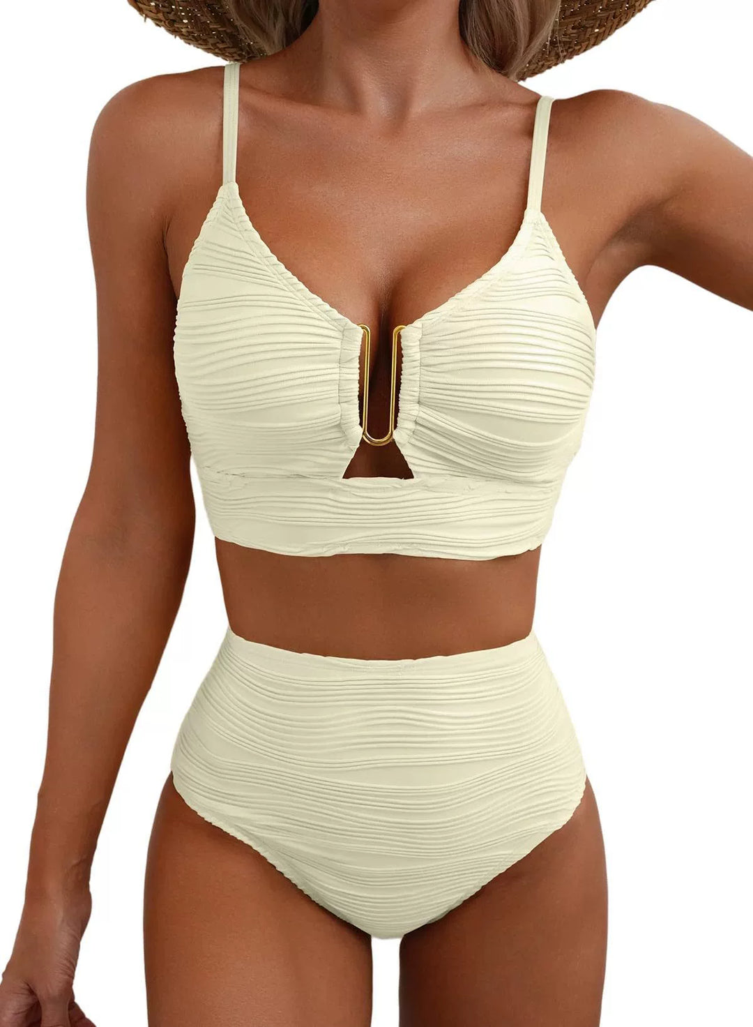 Siren | Bikini de Alta Cintura con Detalle U-Link dorado