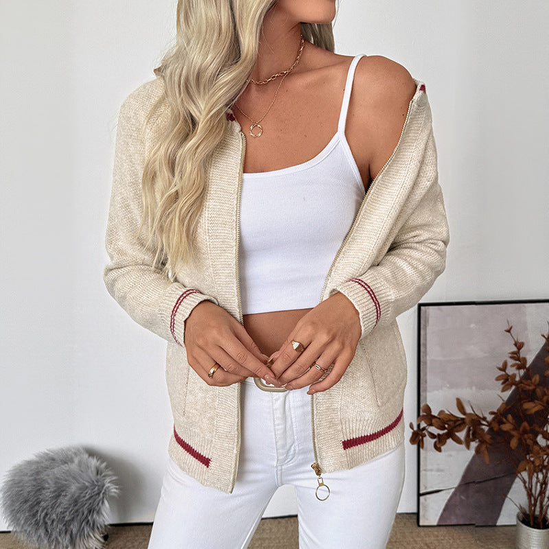 Women's Long Sleeve Zip-Up Bomber Cardigan with Pockets