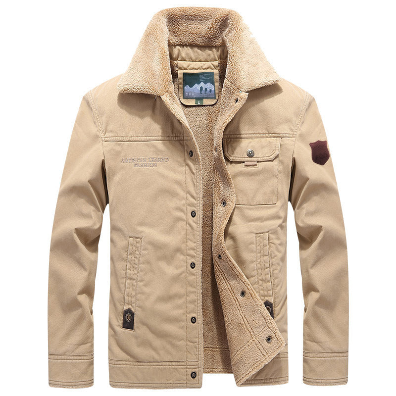 Men's Long Sleeve Jacket with Buttons and Pockets