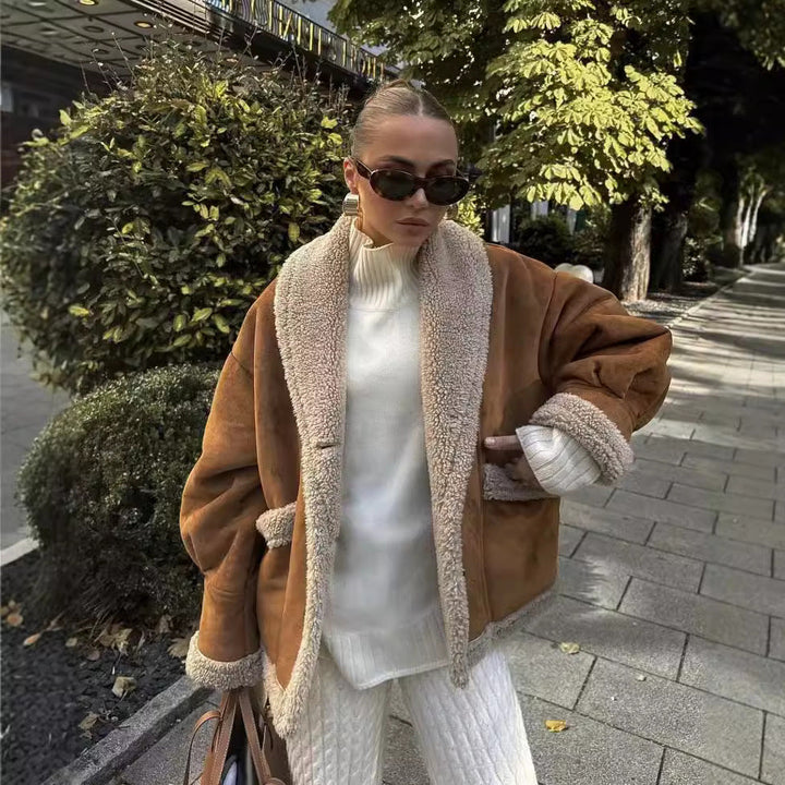 Women's Cropped Jacket with Buttons and Pockets