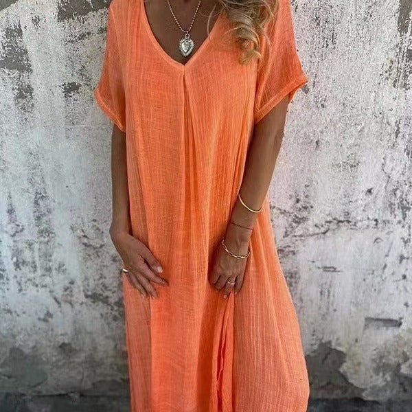 Amber | Elegant V-Neck Midi Dress