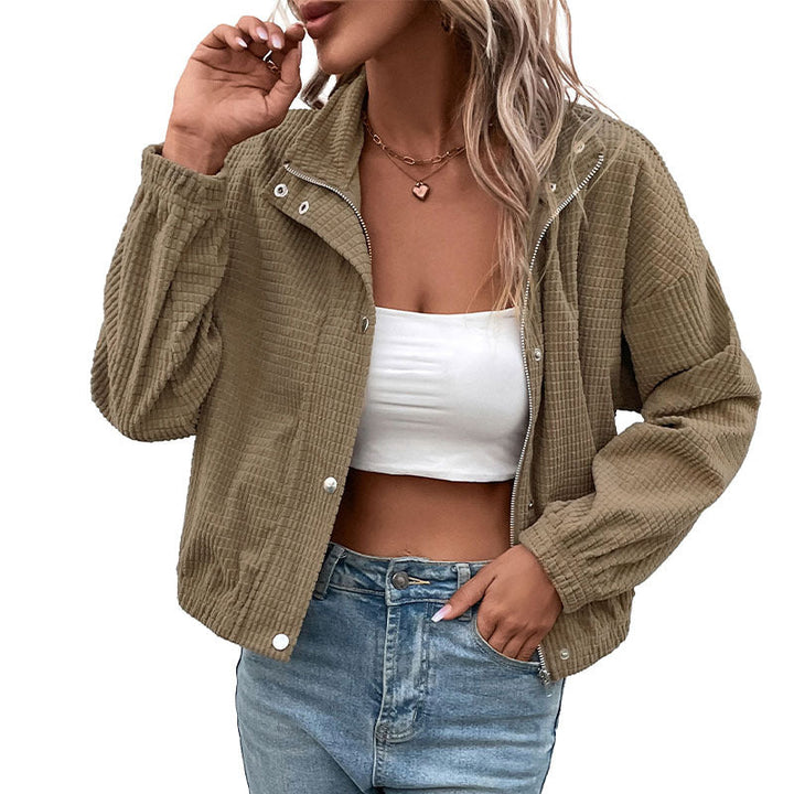 Women's Cropped Long Sleeve Jacket with Pockets