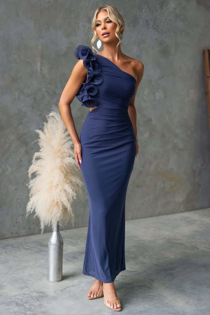 Women's One-Shoulder Maxi Dress with Ruffle