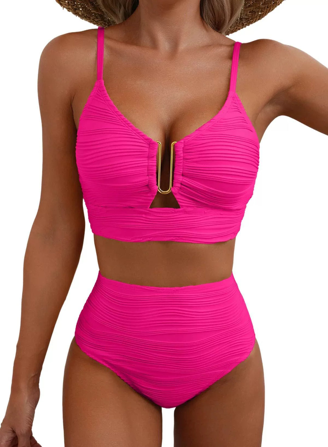 Siren | Bikini de Alta Cintura con Detalle U-Link dorado