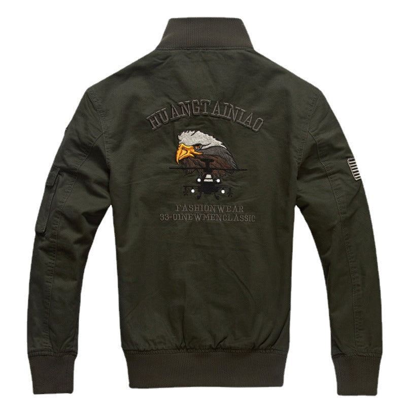 Men's Long Sleeve Military-Style Jacket with Pockets