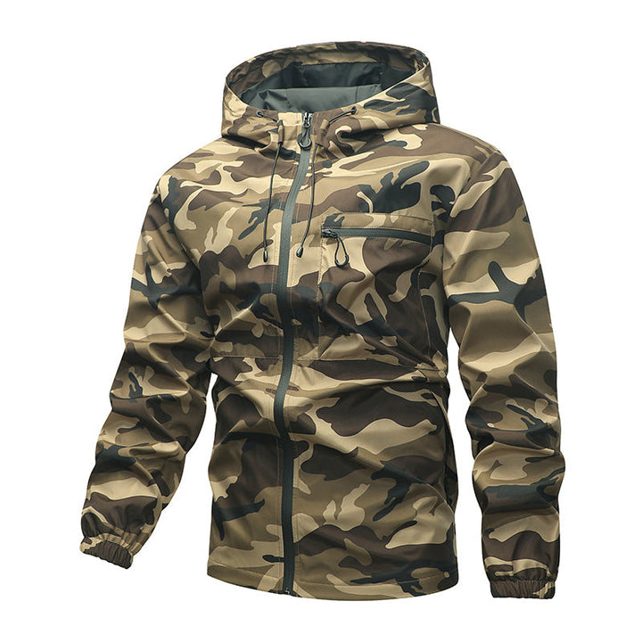 Men's Camouflage Jacket with Hood and Pockets