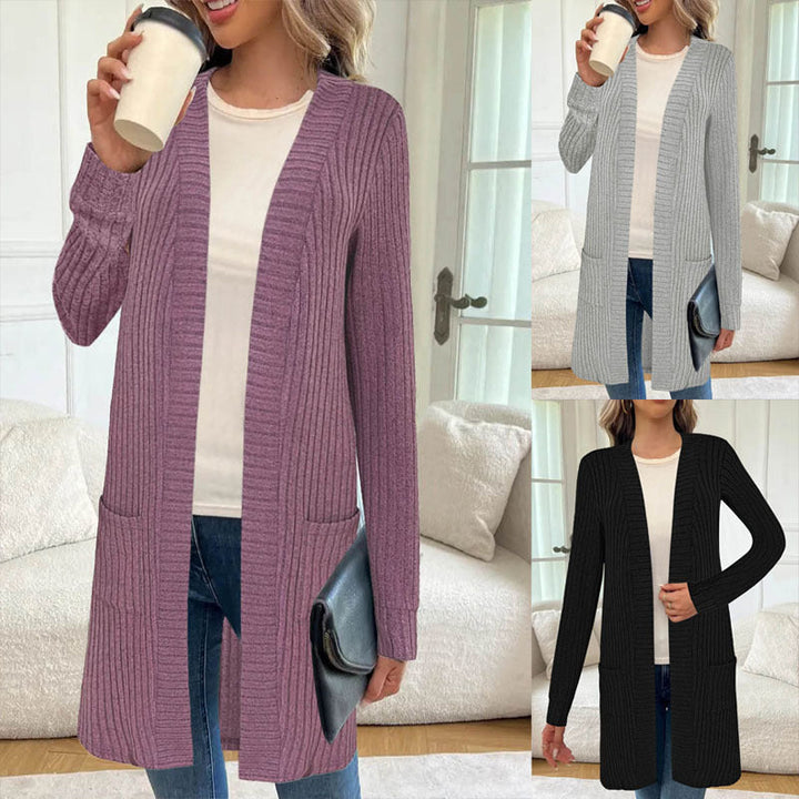 Women's Longline Long Sleeve Cardigan with Pockets