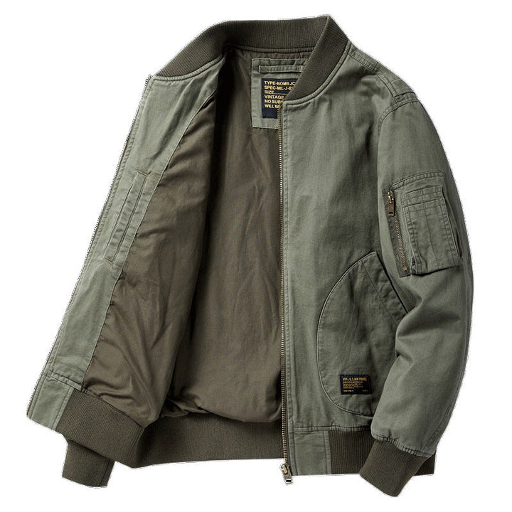 Men's Long Sleeve Bomber Jacket with Pockets