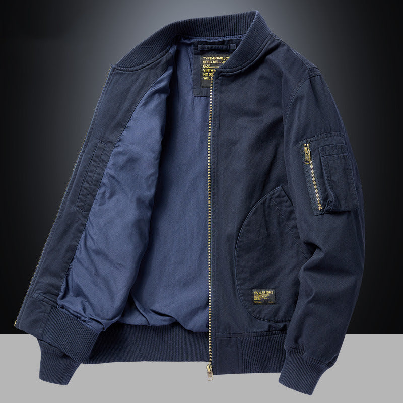 Men's Long Sleeve Bomber Jacket with Pockets