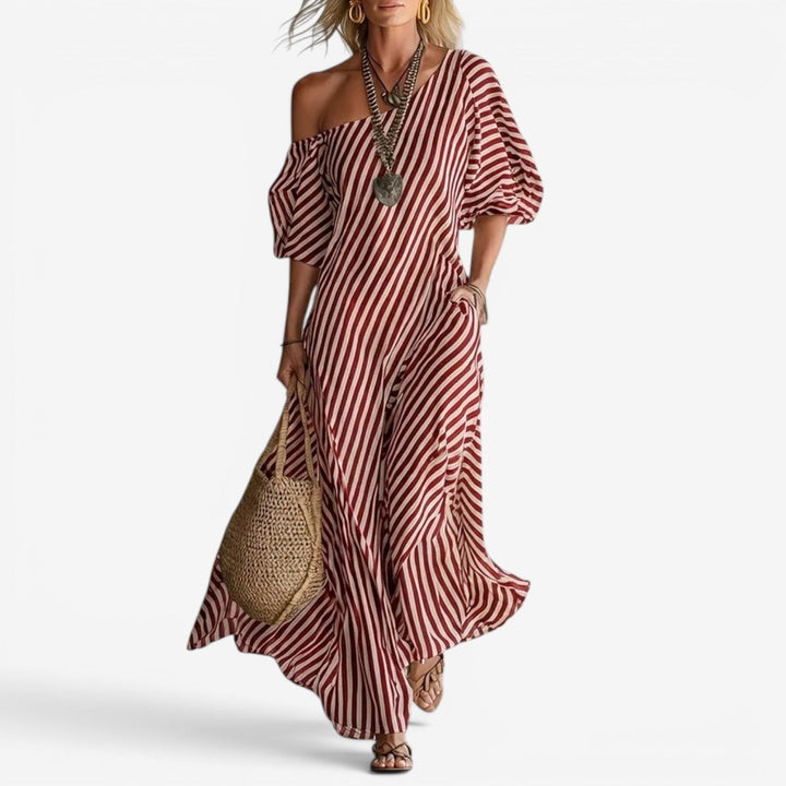 Inoni | Women's Off-Shoulder Striped Maxi Dress