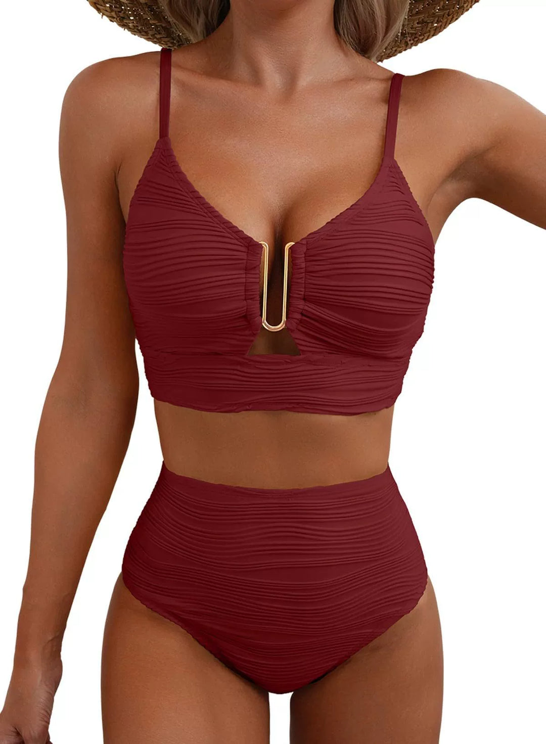 Siren | Bikini de Alta Cintura con Detalle U-Link dorado
