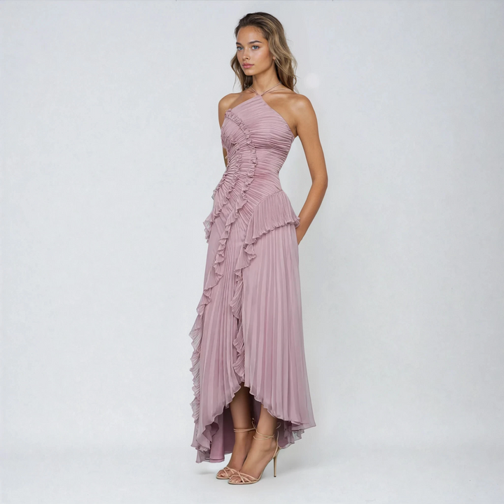 Dree | Women's Halter Neck Mini Custom Sleeveless Halter Dress with Ruffle