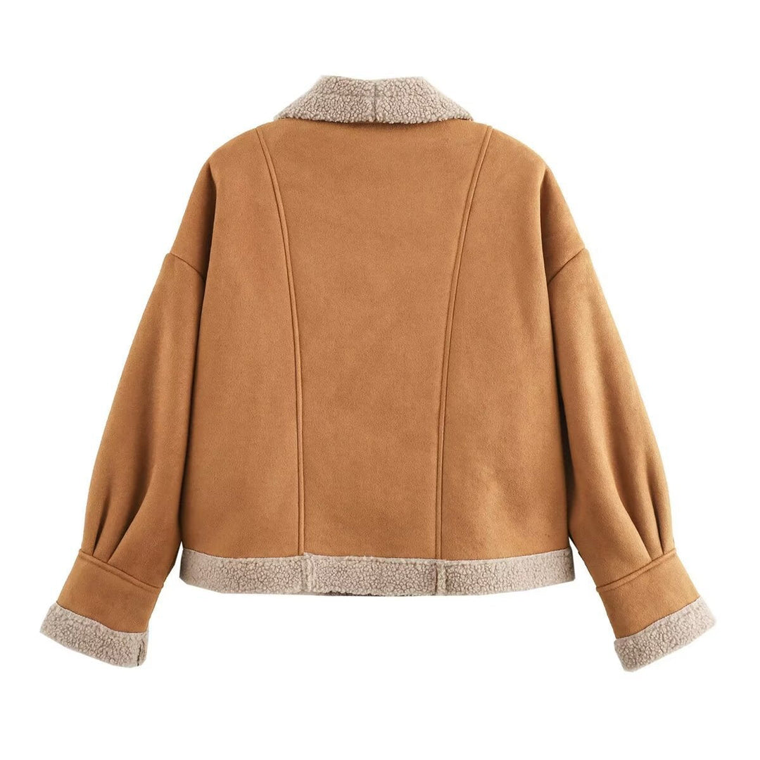 Women's Cropped Jacket with Buttons and Pockets